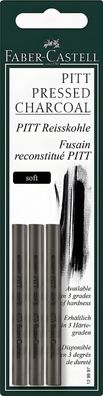 Faber Castell Reisskohle fettfrei Pitt soft 3er