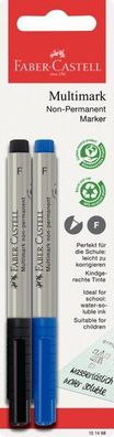 Faber Castell Marker Multimark non-perm F 0,6 mm 2er bl+sw S