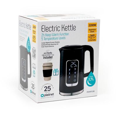Elektrischer Wasserkocher Platinet 1,7L, 2200W, Schwarz