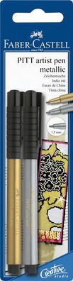 Faber Castell Tuschestift Pitt Artist Pen gold+silber