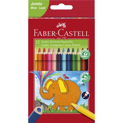 Faber Castell Buntstift Dreikant Jumbo 5,4 mm 12er Etui