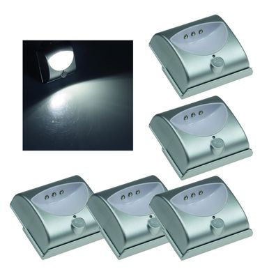 5er Set Treppenstufen Orientierungslicht Bewegungsmelder Nachtlicht Batterie LED