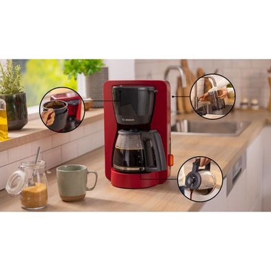 Filterkaffeemaschine Bosch TKA3M134 mit 1200 W, rot