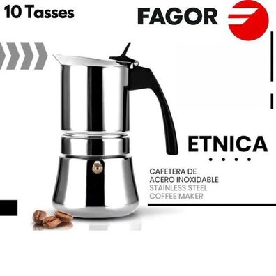 Italienische Kaffeemaschine Fagor Etnica Edelstahl 10 Tassen
