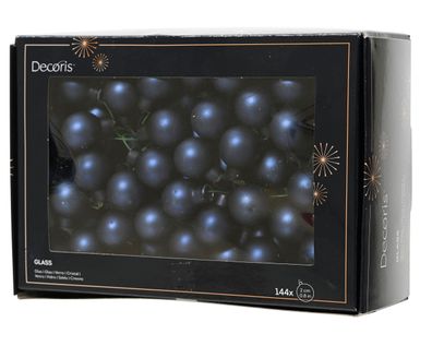Weihnachtskugeln am Draht 2cm Glas 144 Stück - Nachtblau matt