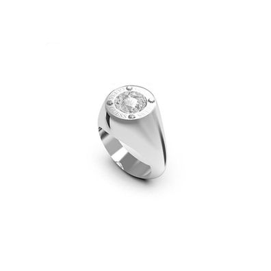 Fashion steel ring with crystals Solitaire - Circuit: 52 mm