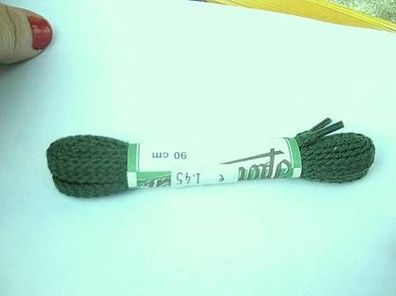 1, Paar Schnürsenkel flach 8mm breit grün 90cm lang