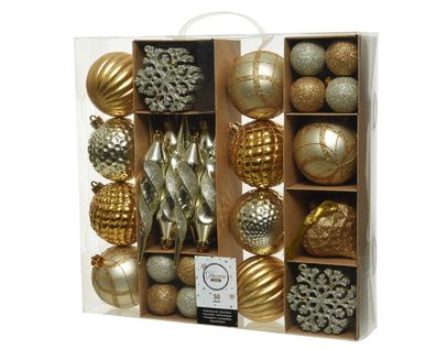 Weihnachtskugeln Kunststoff mit Eiszapfen 4-8cm 50er Set gold