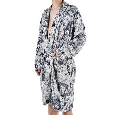 Ahegao Bademantel mit Manga Gesichtern | Weiß | Größe: S - XL