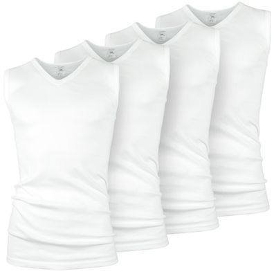 Herren 4er Set Business V-Neck Muskelshirt - ärmellose Feinripp Unterhemden aus