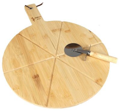 Bambou & Co Pizza-Schneidebrett+Pizzaschneider Ø 37 cm Pizzabrett 37240