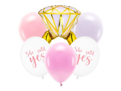 Luftballons She Said Yes 30cm Folienballon Ring 56x75cm 6er Set Rosa