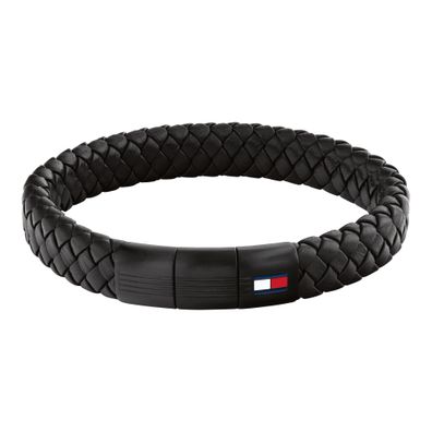 Tommy Hilfiger Herren Armband 2790662 Leder, Edelstahl, schwarz