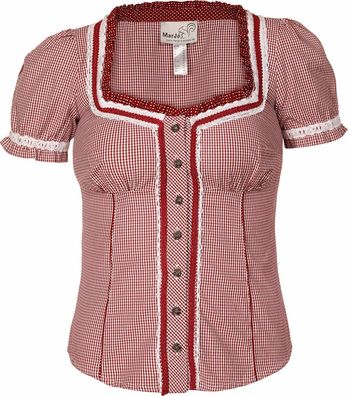 MarJo Trachtenbluse Brenda-Edina rot karo - Größe: 34