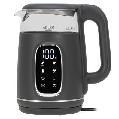 Adler AD 1305 GS Wasserkocher 2200 W - 5 Temperatureinstellungen, 360°-Sockel