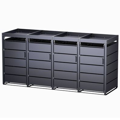 4er Mülltonnenbox mit Blumenkasten und Magnettüren 260 * 80 * 124cm