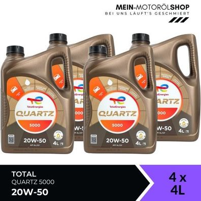 Total Quartz 5000 20W-50 4x4 Liter