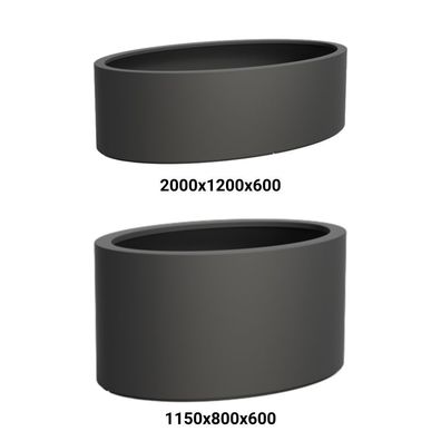 Adezz Ellipse mit Boden Pflanzgefäß Fiberglas Pflanzkübel Blumenkübel schwarz