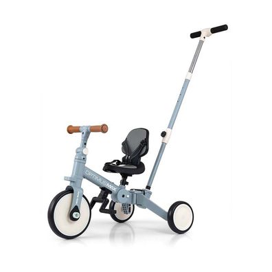 Milly Mally Optimus Max 5-in-1-Dreirad mit Führungsschiene, Denim