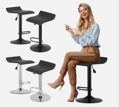 2X Barhocker Schwarz, Drehbar, Höhenverstellbar, Kunstleder Stuhl Modern
