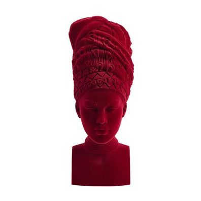 Dekofigur - Damenkopf Büste - Samt-Figur rote Deko-Figur Adeola
