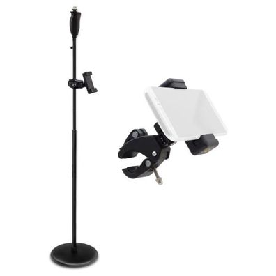 keepdrum Mikrofonständer MS124 Einhand-Stativ mit Smarthpone-Halter