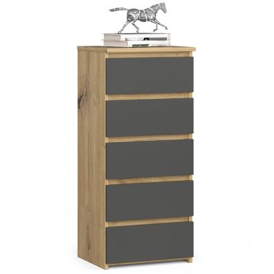 Kommode Wohnzimmer Schlafzimmer Kinderzimmer 40 cm 5 Schubladen B40 x H92 x T35 cm