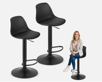 2X Barhocker aus Kunstleder Drehbar Höhenverstellbar Tresenhocker Küchenhocker