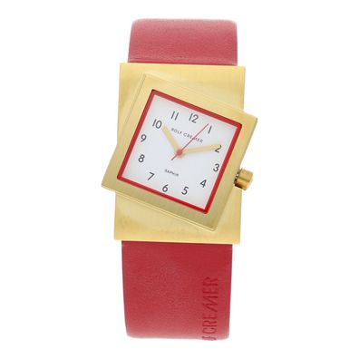 Rolf Cremer Uhr Turn-S Saphirglas 507716 Lederband, Edelstahl, rot