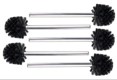 5x WC Bürste schwarz Edelstahl Griff Ersatz Klobürste Toiletten Bürste