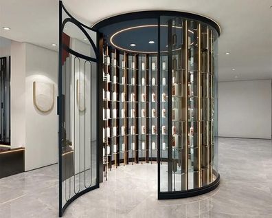 Runder Weinschrank Glasvitrine Weinablage Weinlagerregal Weinkühlschrank