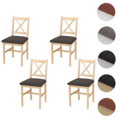 4er-Set Esszimmerstuhl HWC-F77, Lehnstuhl Küchenstuhl, Massiv-Holz Stoff Landhaus