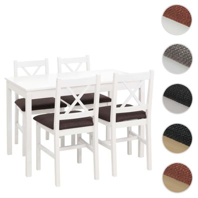 Esszimmer-Set HWC-F77, Sitzgruppe Esszimmergruppe, Massiv-Holz Landhaus 110cm