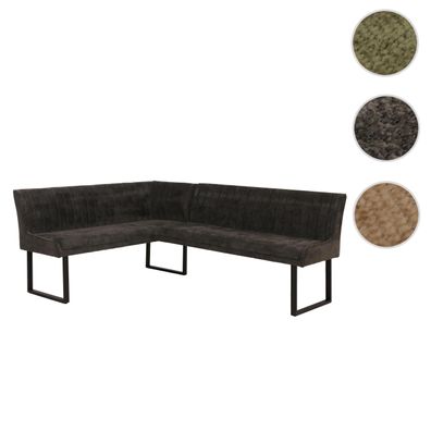 Eckbank HWC-O82, Esszimmerbank, Öko-Tex (310g/m²) Chenille Stoff Metall 159x210cm