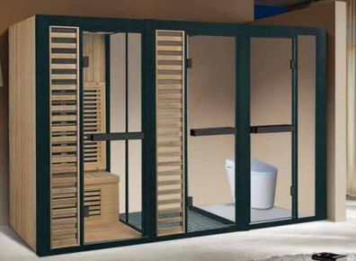 Saunaraum Saunakabine Trockensauna Dusch-Sauna-Kombination 300x120 cm