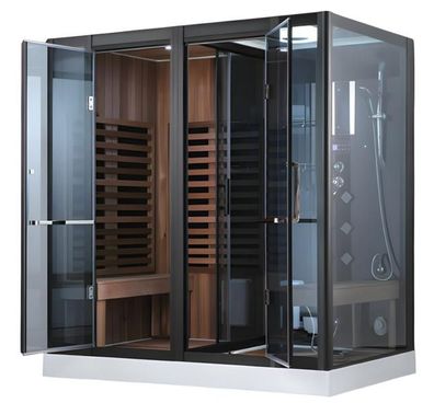 Wellness-Sauna mit Dusche Dampfbadkabine Multifunktionsdusche 200x130 cm