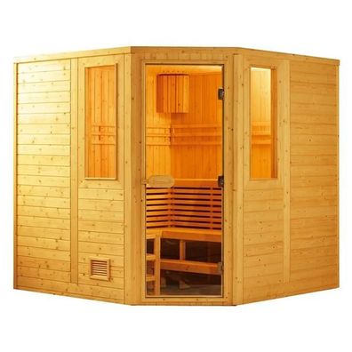 Traditionelle Sauna mit Elektro-Ofen Saunaraum Massivholzsauna Dampfsauna