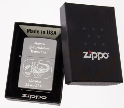 Zippo Feuerzeug Chrome Satin Skorpion