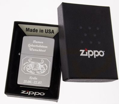 Zippo Feuerzeug Chrome Satin Krebs