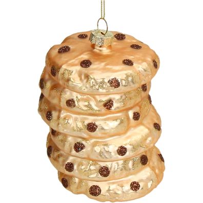 Christbaumschmuck Glas 9,5cm Keks-Stapel Figur Hellbraun