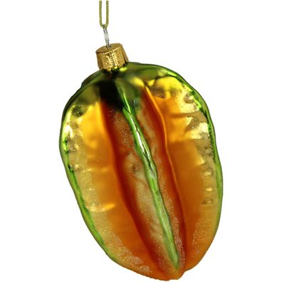 Christbaumschmuck Glas 10,6cm Sternfrucht Karambole Figur Orange