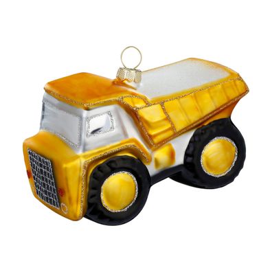 Christbaumschmuck Glas 9,5cm Kipplaster Figur Gelb