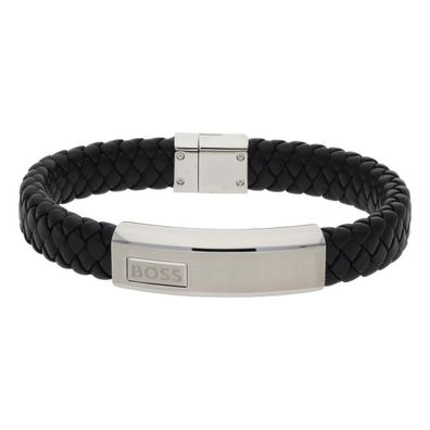 Boss Armband Herren Leder geflochten Edelstahl 1580178M