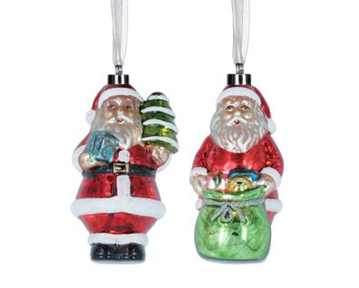 Christbaumschmuck Glas 12cm LED Weihnachtsmann Figur 1 Stück sort. Rot