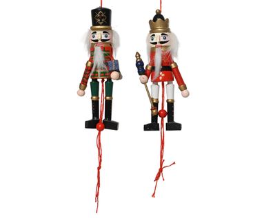 Christbaumschmuck Holz 12cm Nussknacker Figur 1 Stück sort. Rot / Grün