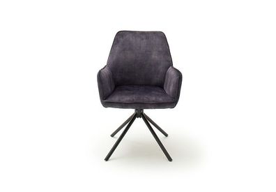Esszimmerstühle Stühle OTTAWA 4Fuß mit Armlehne Velour anthrazit