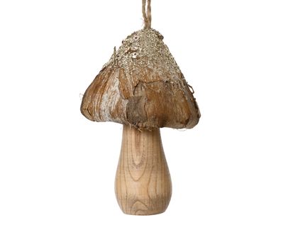 Christbaumschmuck Pilz Holz 10cm Figur Natur / Braun