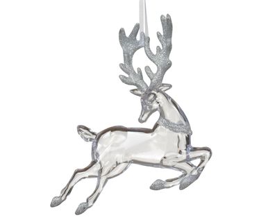 Christbaumschmuck Hirsch Figur 21cm Kunststoff Klar Transparent