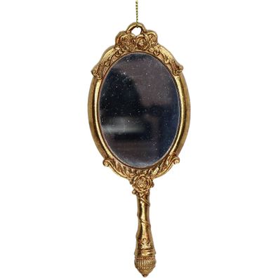 Christbaumschmuck 16,5cm Keramik Handspiegel Figur Gold
