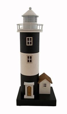 LED Holz Leuchtturm mit Häuschen